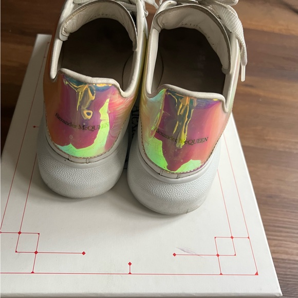 Alexander Mcqueen Oversized Platform Sneakers Leather Wht Iridescent Womens Sz11 - Picture 5 of 15